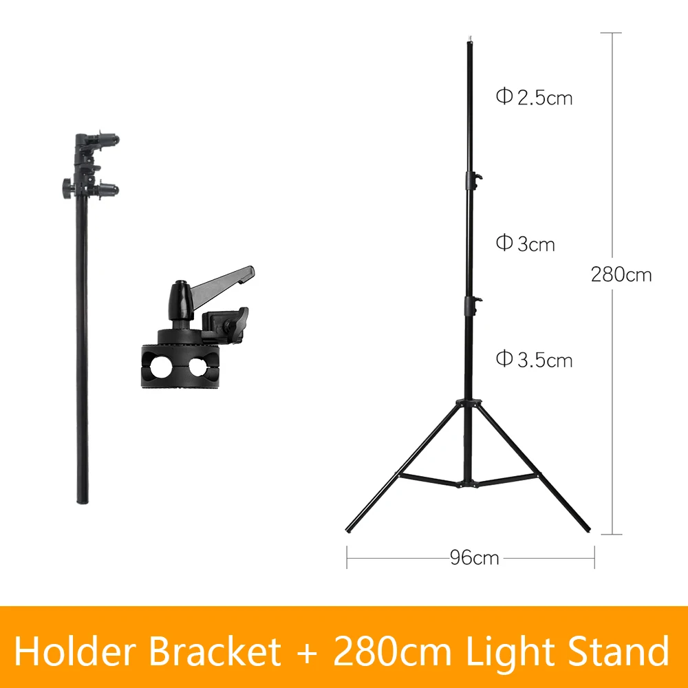 Держатель для студийной фотосъемки с поворотной головкой, отражателем, дисковым кронштейном 2"-67" с 190 см, светильник-стойка - Цвет: 2.8m Light Stand
