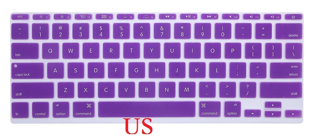 По стандартам ЕС/США силиконовый чехол для ноутбука Macbook Air 11 крышка клавиатуры A1465 английские буквы Водонепроницаемый для Macbook Air 11 чехол для клавиатуры - Цвет: US Purple