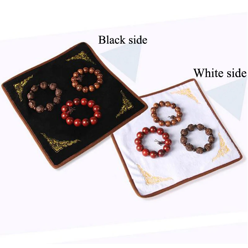 Embroidered Velvet Cloth Counter Mat Bangle Necklace Ring Stand Display Pad 