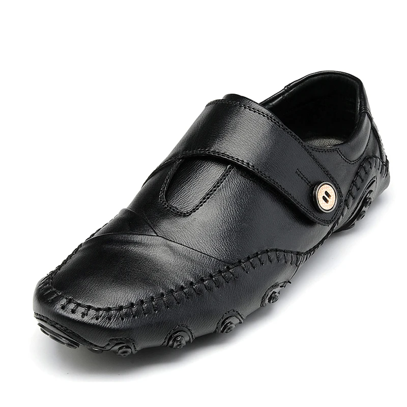 Nouvelle Chaussure Noir Pour Mode Plates Véritable Casual Chaussures Belle Été Cuir Printemps Hommes En Noir Homme marron De f6gbYyv7