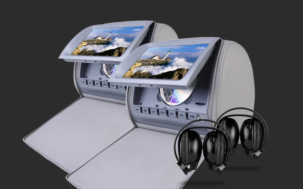 Flash Deal 2x9" Grey Color (Black & Beige Optional) Headrest Car DVD with 2 IR Headphones Car Headrest Monitor with DVD 3 Flash Deal 2x9" Grey Color (Black & Beige Optional) Headrest Car DVD with 2 IR Headphones Car Headrest Monitor with DVD 3