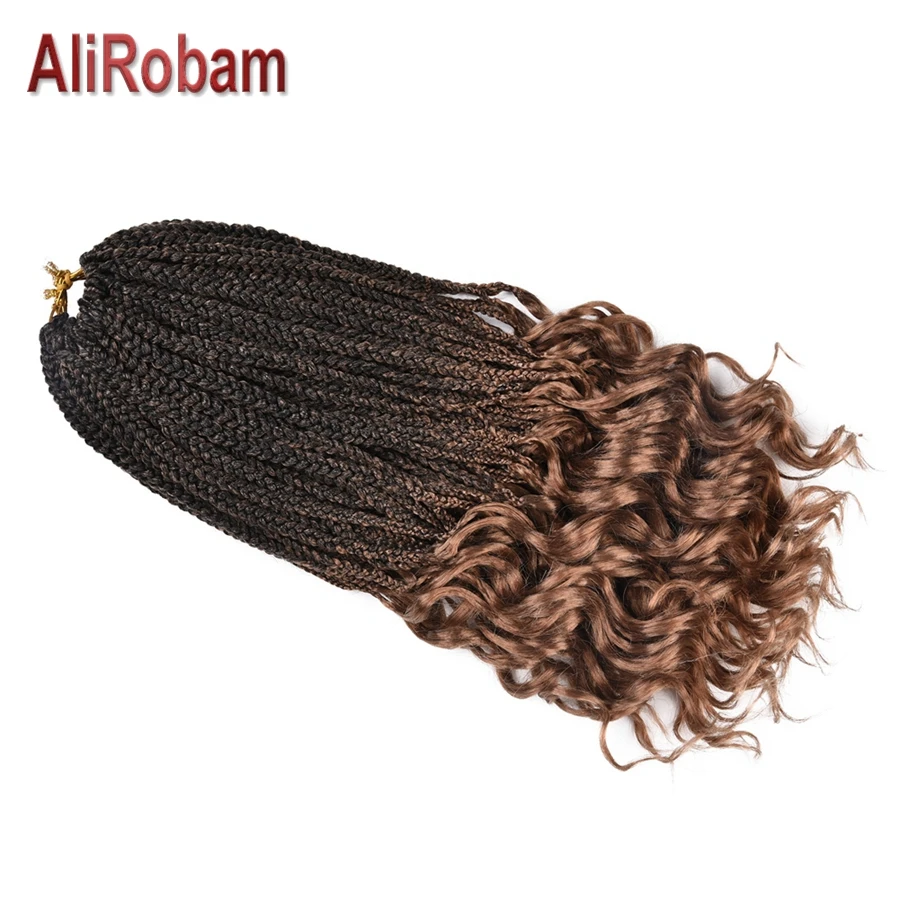 AliRobam Свободные Вьющиеся концевые косички Омбре коричневая Высокотемпературная синтетическая оплетка крючком плетение волос наращивание 22 пряди/упаковка