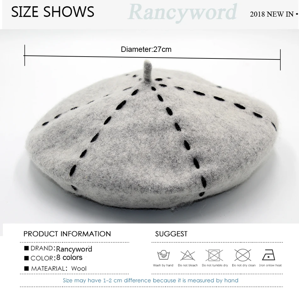 Womens Beret Wool Hat High Quality 2018 New Hat Berets For Girls Casual Warm Women Winter Hats Beanies (3)