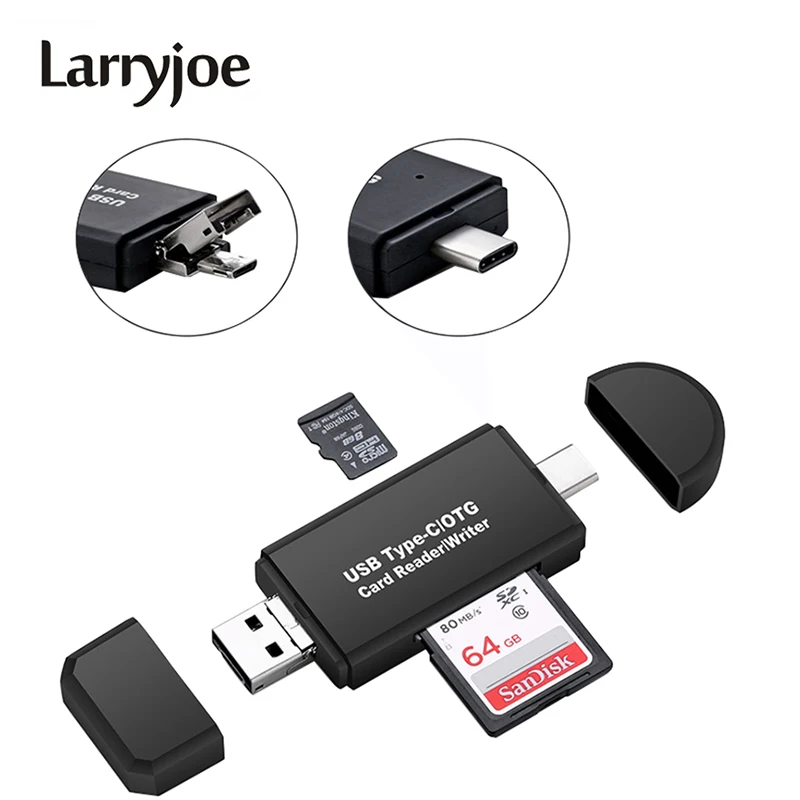 

Larryjoe 3 In 1 USB OTG Card Reader Flash Drive High-speed USB2.0 Universal OTG TF/SD Card for Phone Computer Extension Headers