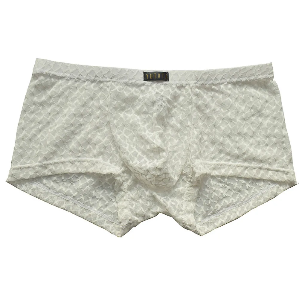 2019 Men's trousers stretch pants transparent lace swimming trunks shorts breathable swimming pants for men underwear boxer 40J9 (4)