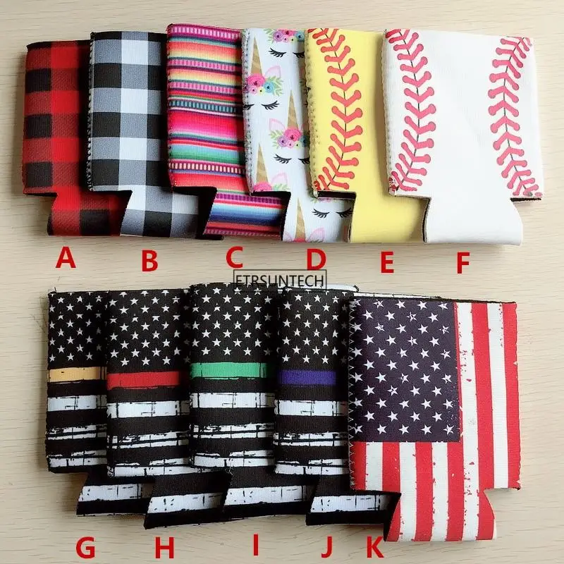 ^*Best Offers Baseball Lattice Rainbow Flag Neoprene Beer Coolies for 12oz Cans and Bottles Drink Coolers DIY Custom Wedding Party 100~1000pcs