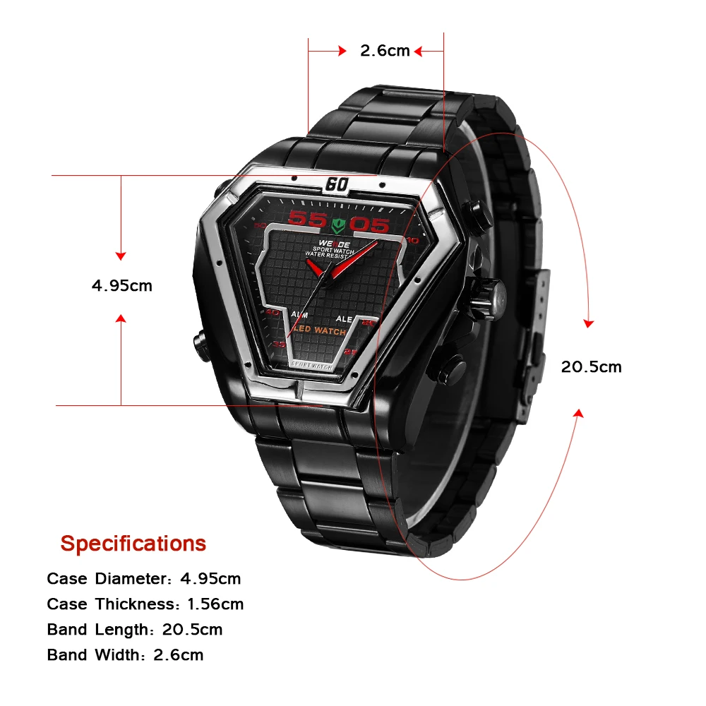WEIDE спортивные часы светодио дный цифровые светодиодные кварцевые водостойкие