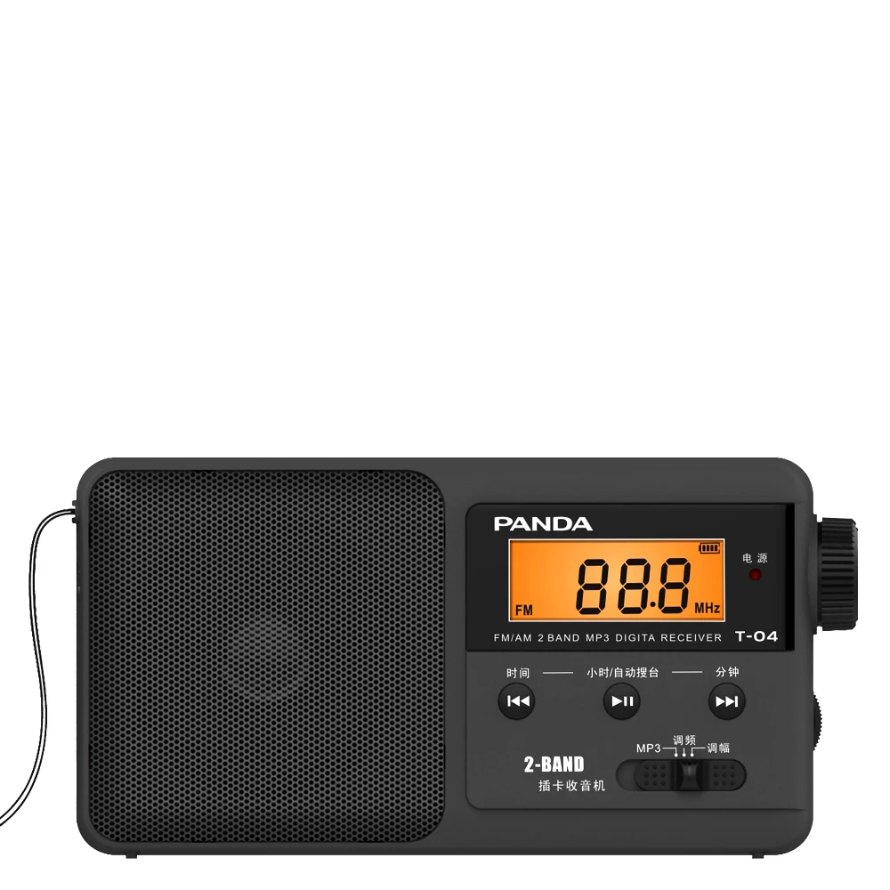 Оригинальный панда T 04 цифровой дисплей TF картой FM AM двух Диапазонный литиевая