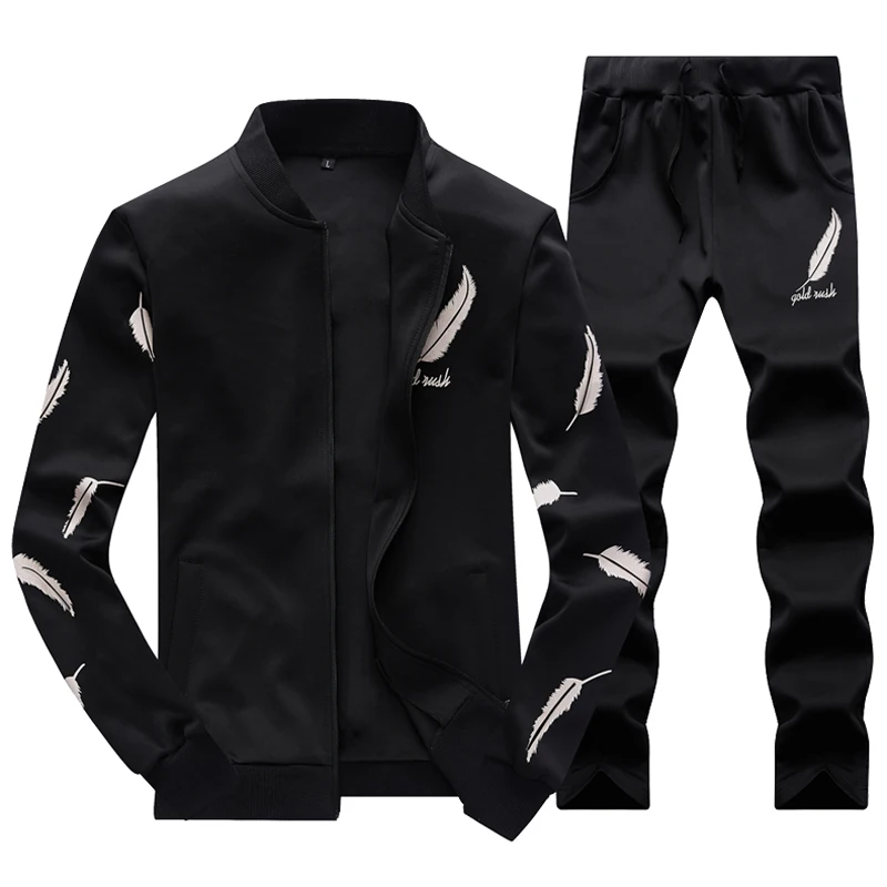 Costumes qhui Survêtement Vêtements Pantalon Automne Ensemble Hiver Printemps lan Hei 2 Tenue Mode bai De Sport 2017 Pièces Veste Hommes Décontractés vqHZxz