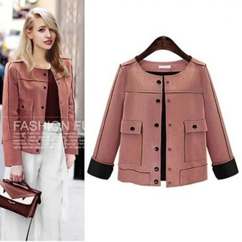 New Autumn Winter font b Women b font Coats Vestidos Plus Size Loose Fashion Solid Suede