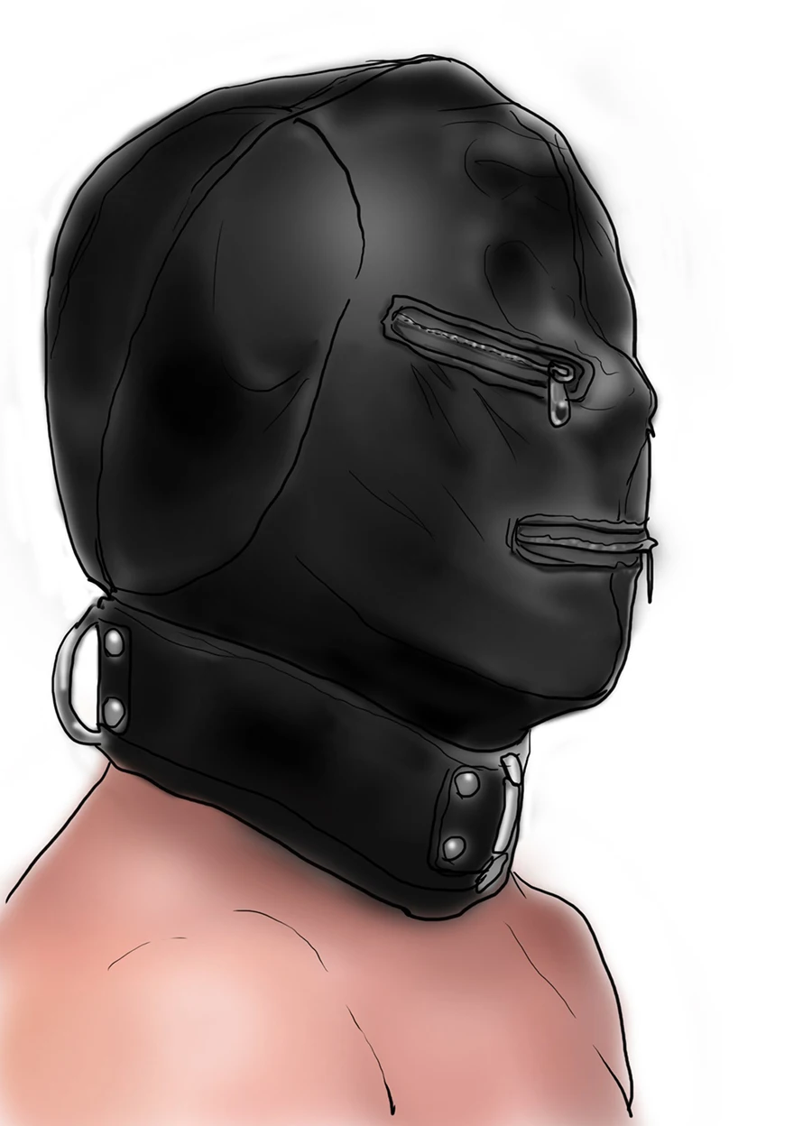 Leather Full Hood Mask Month Zipper & Eye Mask, Ear Padding Mask With