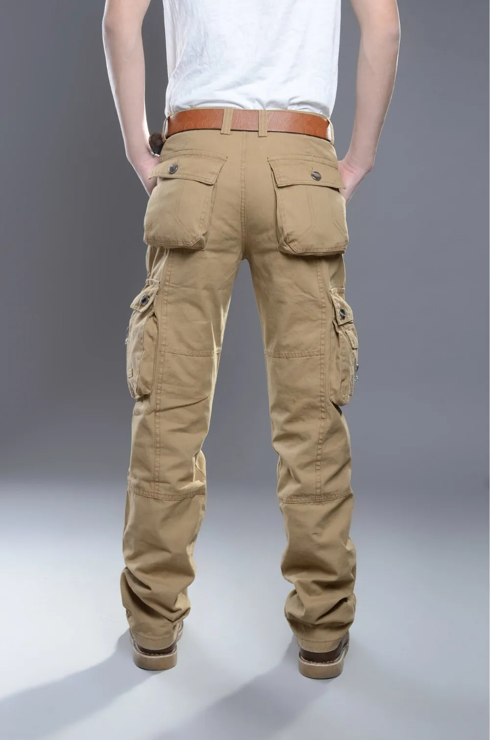 Мужские брюки-карго плюс размер хлопка случайные брюки
