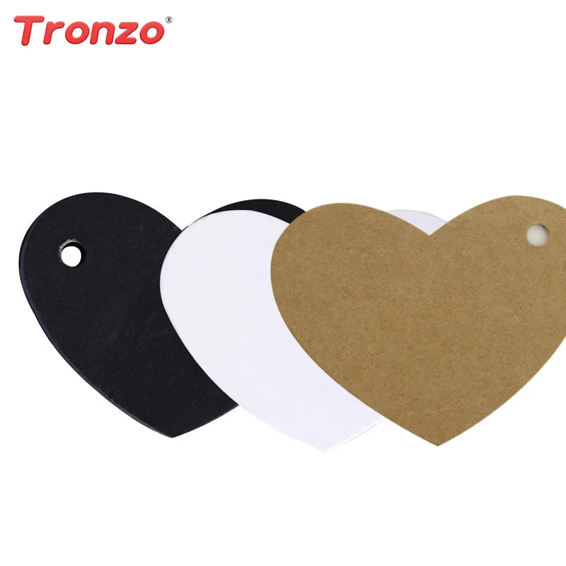 

Tronzo 50pcs Heart Shape Kraft Paper Hang Tags Wedding Birthday Gift Tag DIY Party Supplies Decoration 6.5*5cm