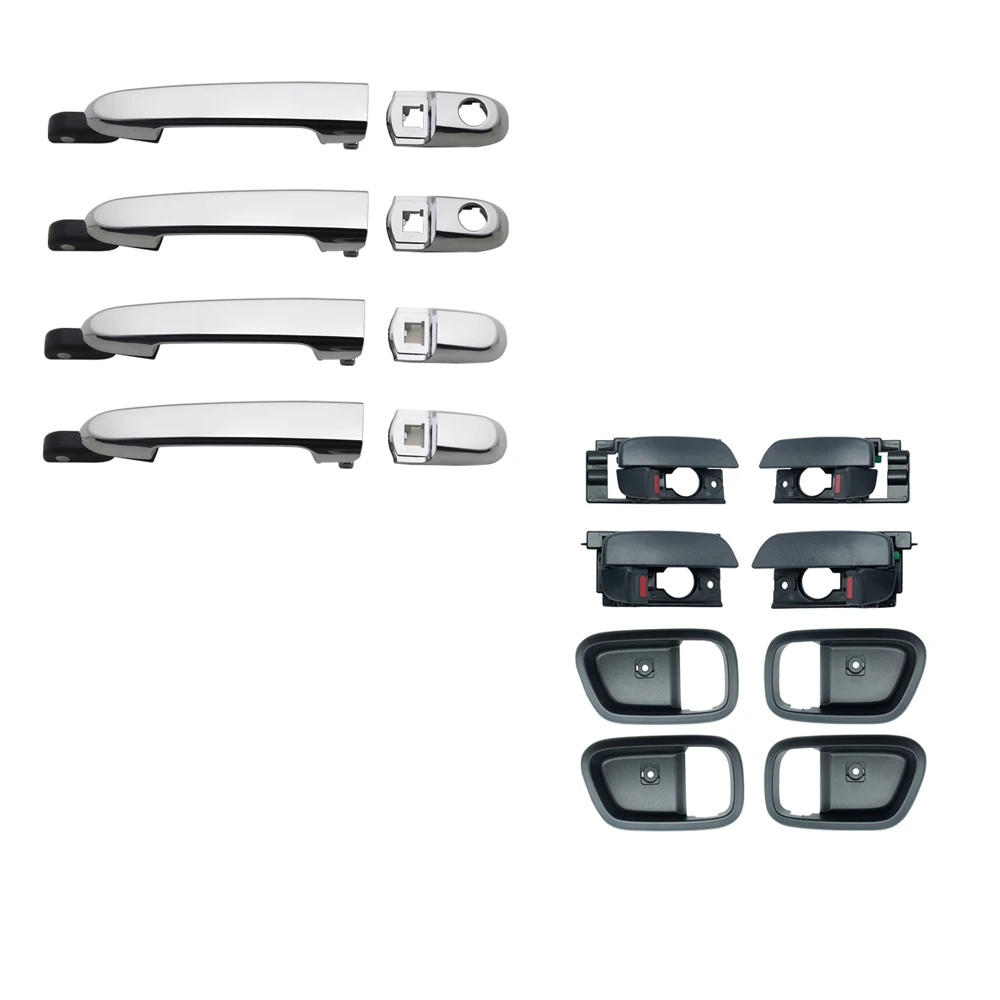 

8PCS CHROME EXTERIOR BLACK INTERIOR DOOR HANDLE FOR HYUNDAI ACCENT 2007-2011 2007 2008 2009 2010 2011
