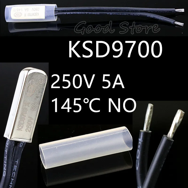 5 шт. без KSD9700 250V 5A 40~ 155 градусов биметаллический дисковый Температура переключателя нормально открытый термостат Термальность протектор - Цвет: 145 Degree Celsius