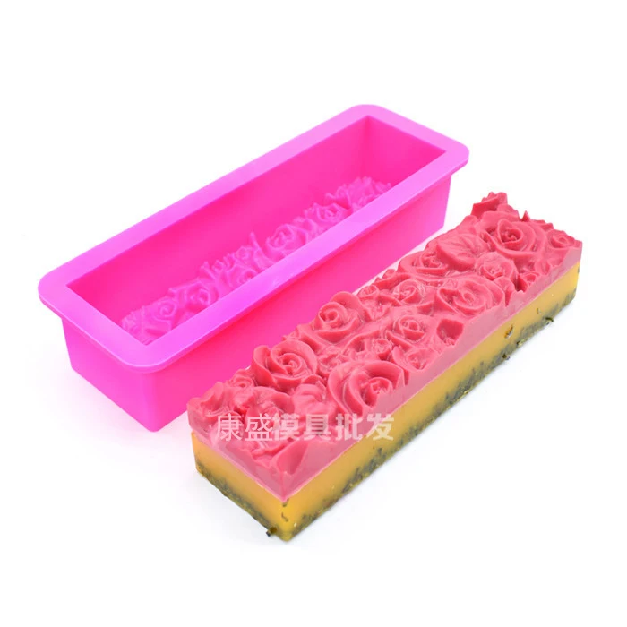 

Rose shape Rectangle silicone handmade soap mold Toast mould kitchen baking tools 550g