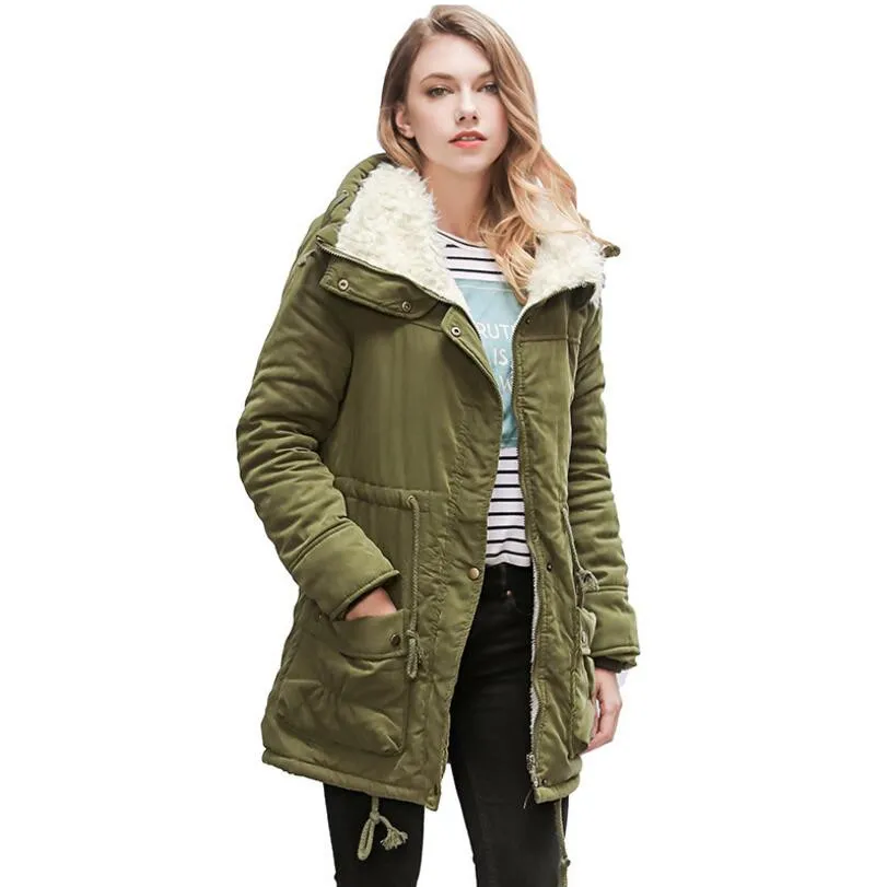 2017 autumn winter women casual add velvet thick warm cotton-padded clothes / Women's large lapel thick down jacket coat Coats