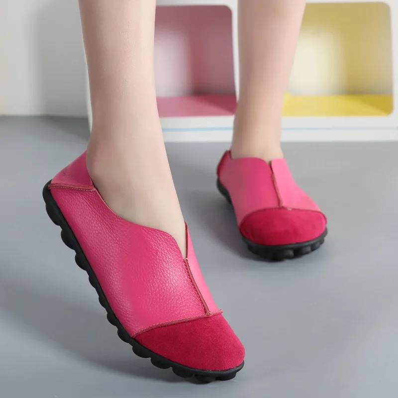 Г., новая женская обувь модная женская обувь на плоской подошве Удобные Мокасины, лоферы, женские балетки, классическая женская обувь для вождения - Цвет: Розово-красный
