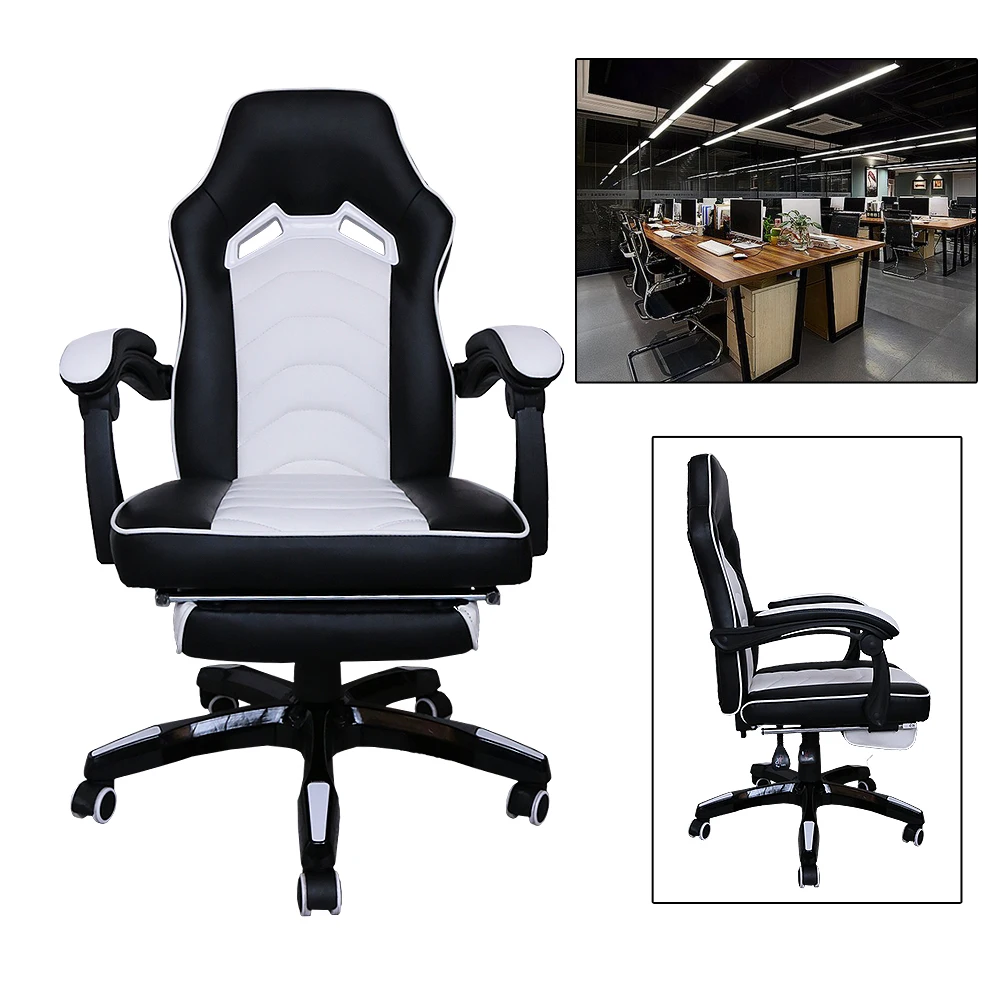 

100-108CM Black-White Work Office Executive Chair adjustable backrest Seat height Game Racing Chair Indoor Furniture