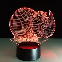 Носорог Детские ночник творческий маленький светодиодный настольная лампа 3D градиент светодиодный освещения фигурка игрушки Luminaria