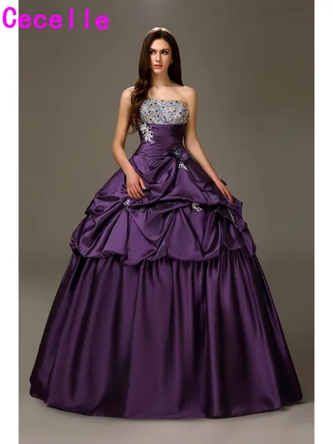 2017 Classic Long Purple Princess Quinceanera Dresses Sweetheart Beaded ...