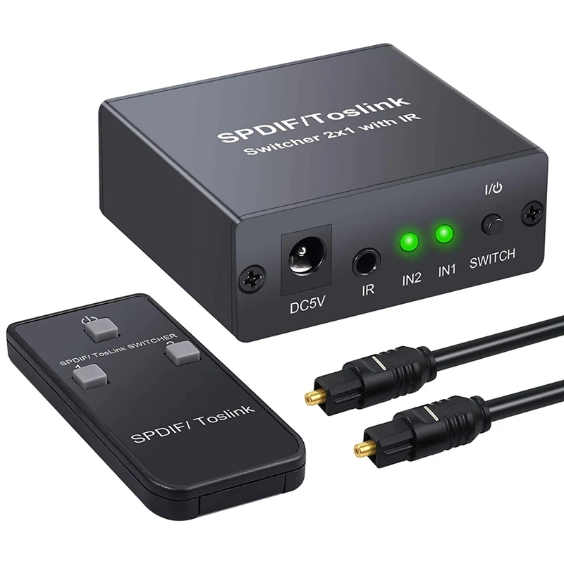 Spdif/Toslink Цифровой оптический волоконный аудио коммутатор 2X1 коммутатор с ИК