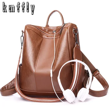 

High quality PU leather anti-theft backpack fashion female backpack girl school Mochilas girl shoulder bag traveling backpack