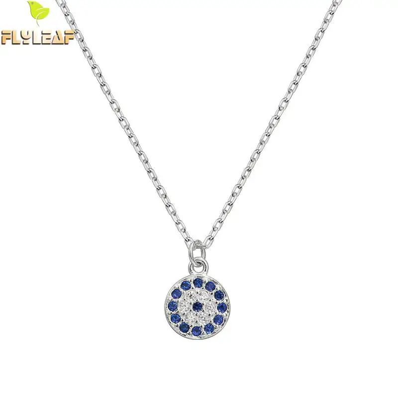

Flyleaf 100% 925 Sterling Silver Cubic Zirconia Turkey Demon Eyes Necklaces & Pendants For Women Lady Fashion Jewelry