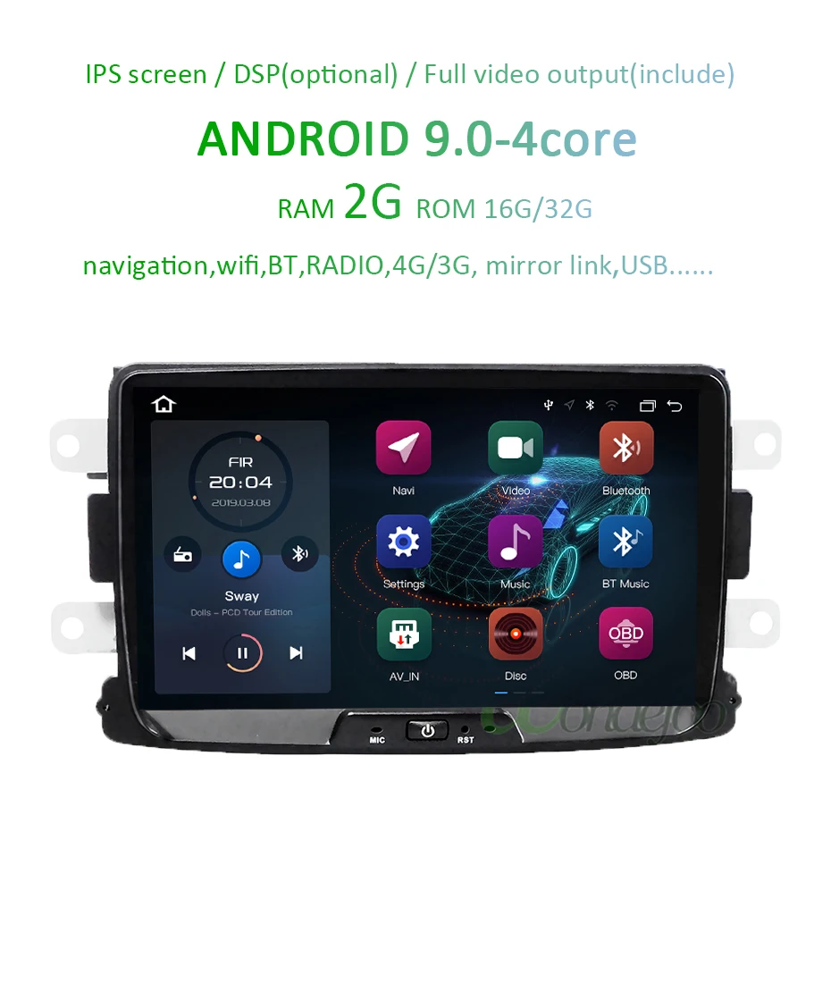 Perfect 8" DSP IPS 4G 64G Android 9.0 Car GPS For Dacia Sandero Duster Renault Captur Lada Xray2 Logan 2 NO dvd player auto radio 3