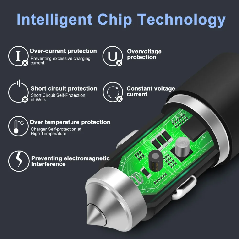 Автомобильное зарядное устройство с Micro USB Спиральный кабель для мобильных