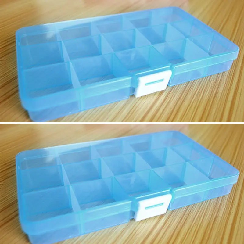 New Plastic 15 Slots Adjustable Jewelry Storage Box Case Craft Organizer Beads storage boxes