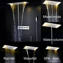 

Bathroom LED Multi-function shower set Rainfall Mist Waterfall shower SUS304 380*700MM Shower Head With Cold and Hot Mixer Valve