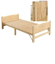 Cama dobrável de madeira sólida, cama de casal adulto almoço de madeira