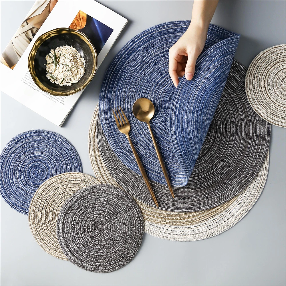 1Pcs Linen Woven Round Placemats Table Mat Heat Insulation Pad Non Slip Coasters 1Pcs Linen Woven Round Placemats Table Mat Heat Insulation Pad Non Slip Coasters