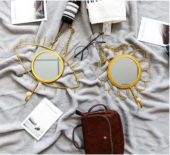 

1PC Nordic Makeup Vanity Mirror Hook Hanging Wall Mirror Women Beauty Makeup Mirrors Bedroom Decors Storage Rack Shelf JL 241