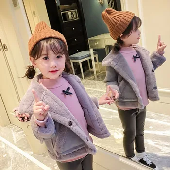 

Winter Baby Girl Coats Children Suede Fake Fur Coat Jacket Kids Autumn Velvet Outerwear Toddler Boy Leather Long Sleeve Outfits