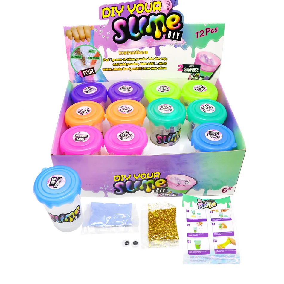 12pcs Clay/Slime Gifts Magic Slime Polymer Clay 80ml Addition for Glitter Slime Shake DIY Slime toys Kit With Box Just Add Water