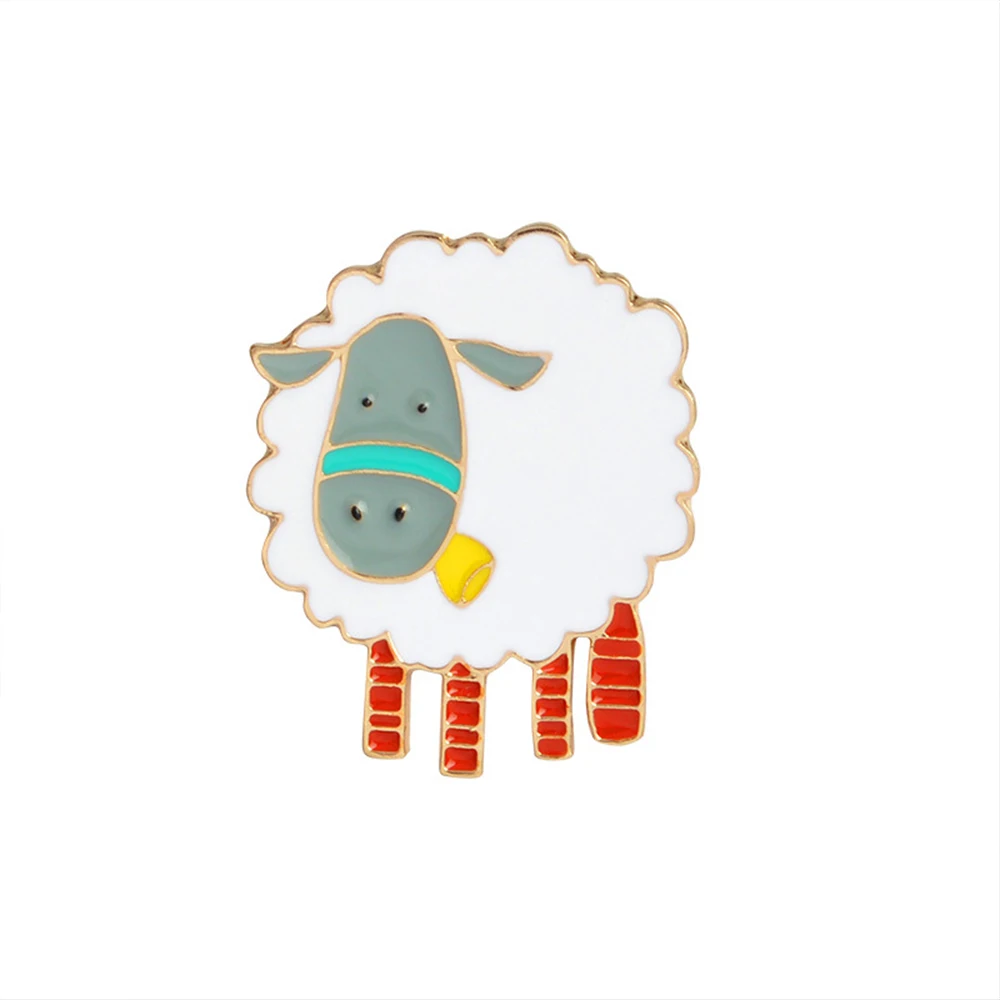 

1 pcs Lovely Cartoon White Sheep Animal Enamel Brooch Pin Collar Badge Fashion Jewelry broches para as mulheres