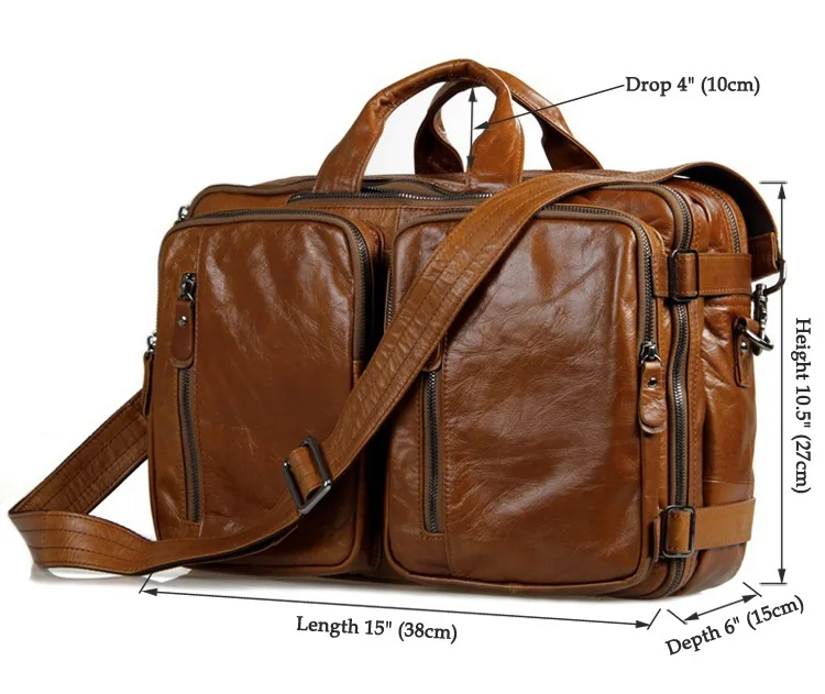 

Free shipping high quality drop shipping top grade multifunctional vintage 100% genuine leather backpack travel bag #7014Q-2