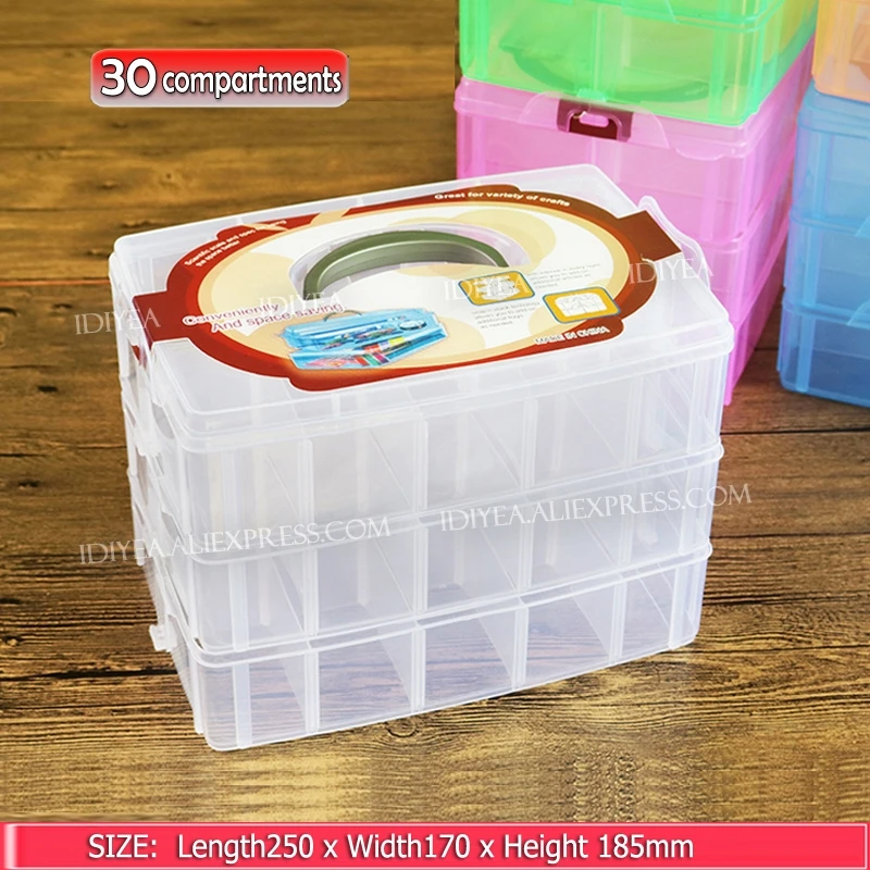 

Big Stack Box Accessory Storage 3 layers adjustable slots removable dividers for DIY Nail Jewelry beads home Organizer container