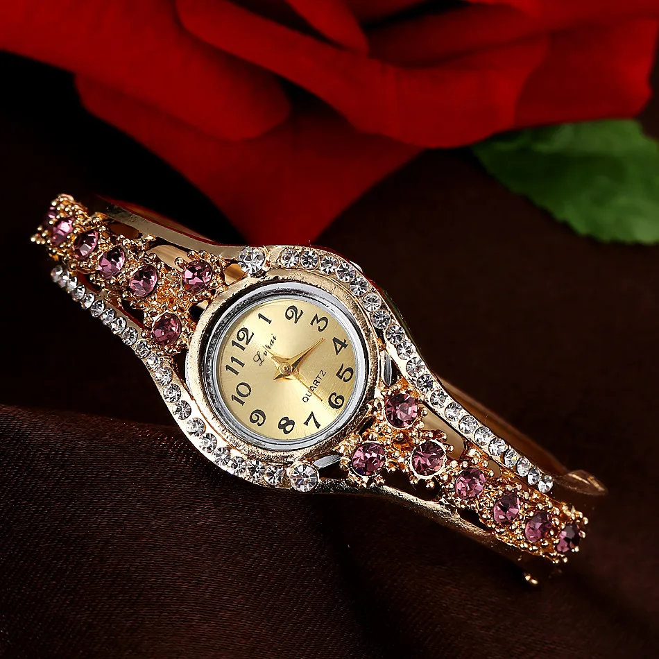 Lvpai Модные Винтажные ЖЕНСКИЕ НАРЯДНЫЕ часы цветной кристалл женский браслет для часов, наручные часы Повседневный подарок платье часы красные часы