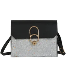 New Women's Fashion Retro Handbags Hit Color One Shoulder Sequins Casual Messenger Bag Lock Small Square Bag 2019 New Women's Fashion Retro Handbags Hit Color One Shoulder Sequins Casual Messenger Bag Lock Small Square Bag 2019