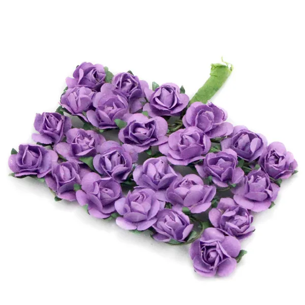 Тутовидный бумажный букет роз проволочный стебель свадебный цветок Рождество Свадебная вечеринка украшения Цветы DIY материалы A0203 - Цвет: C2 Dark purple  60pc