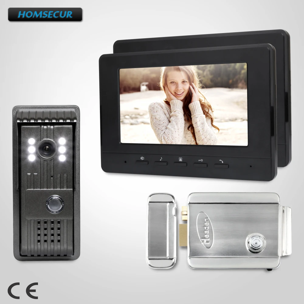

HOMSECUR 7inch Wired Video Door Entry Security Intercom Electric Lock with Keys Included XC003+XM707-B