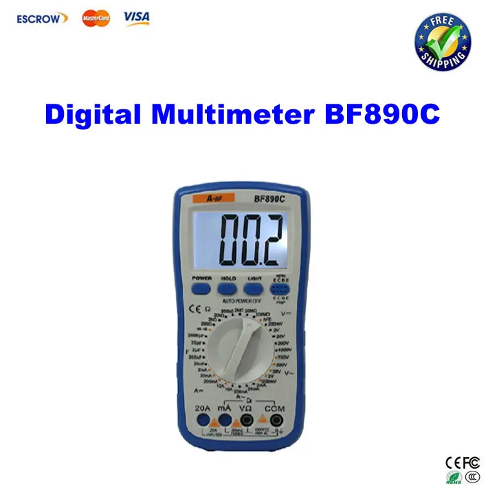 

BF890C digital multimeter with 2pcs sharp probe, voltage and current tester meter
