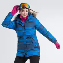 Женская лыжная куртка в синюю полоску, куртка для сноубординга, зимняя одежда для снега, Женское зимнее теплое пальто, Ropa Nieve Mujer, лыжные куртки