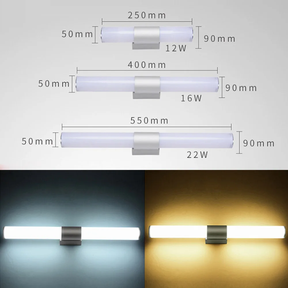 وحدة إضاءة LED جداريّة أضواء 12 W 16 W 22 W مرآة حمام أضواء داخلي الشمعدان مصابيح كابينة حمام مصباح ليد للمرآة الحمام الجدار ضوء مصباح