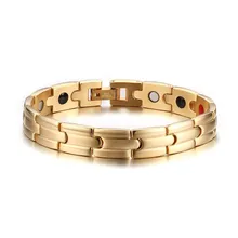 2016 European and American Fashion Design Health Bracelet Bangle Stainless Steel Magnet Jewelry For Men Gold Plated