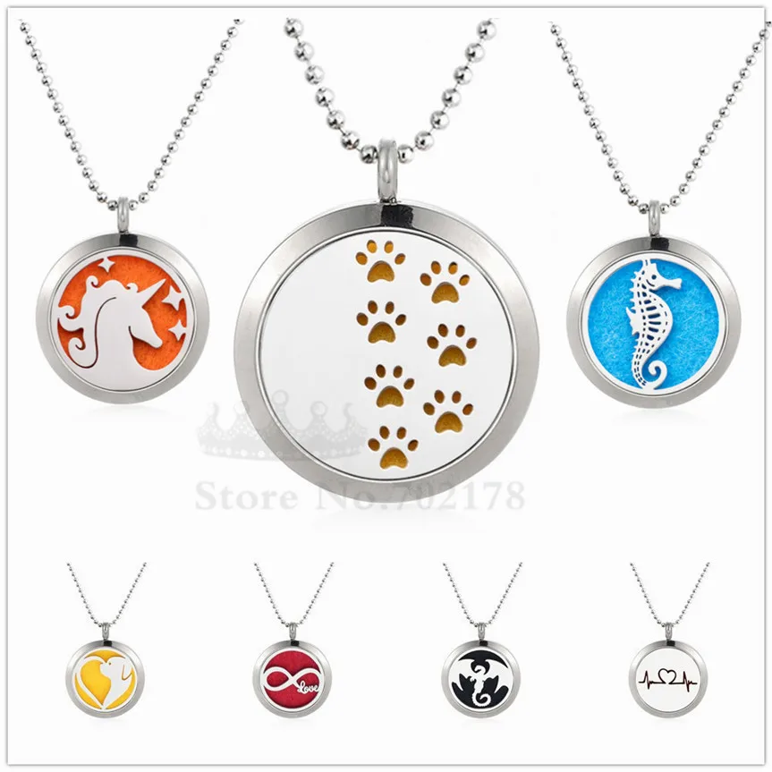 

New 25mm Plain Perfume Essential Oil Diffuser Locket Necklace 316L Stainless Steel Aromatherapy locket(Free 60cm chain & 10Pads)