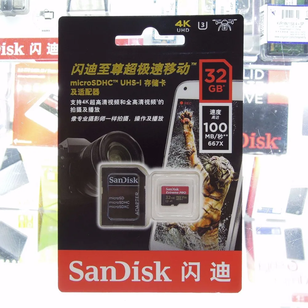 Оригинальная карта памяти SanDisk Extreme PRO, 128 ГБ, 64 ГБ, 32 ГБ, Micro sd карта U3 V30, UHS-1, флэш-память, Microsd, TF/sd карта, 4K UHD